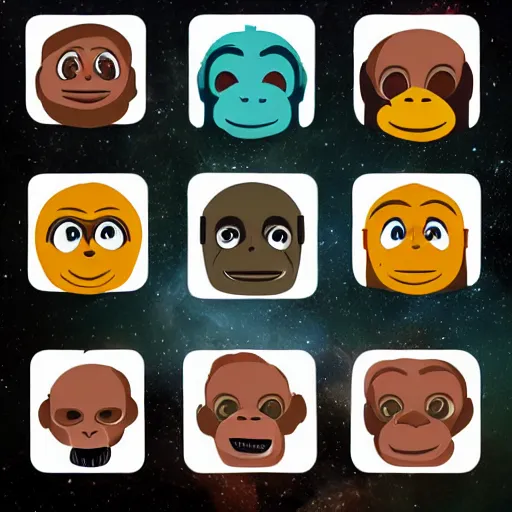 Prompt: Powerful and strange monkey emojis