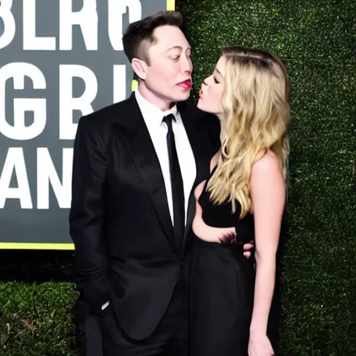 Image similar to amber heard and elon musk kissing