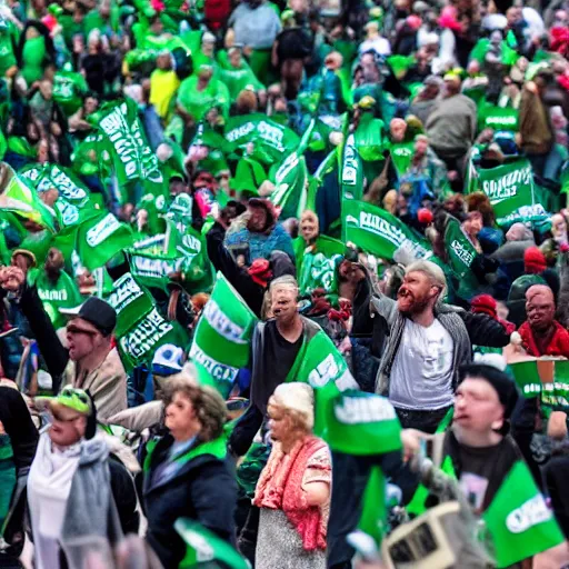 Image similar to emerald city being stormed by trump supporters,