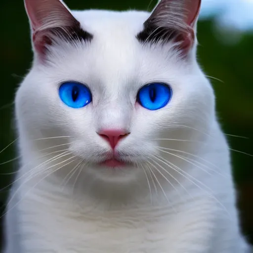 Prompt: White Cat with ethereal blue eyes