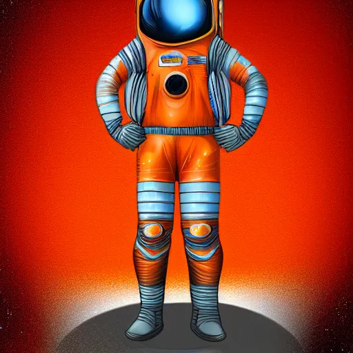 Image similar to An orange scifi spacesuit, digital art