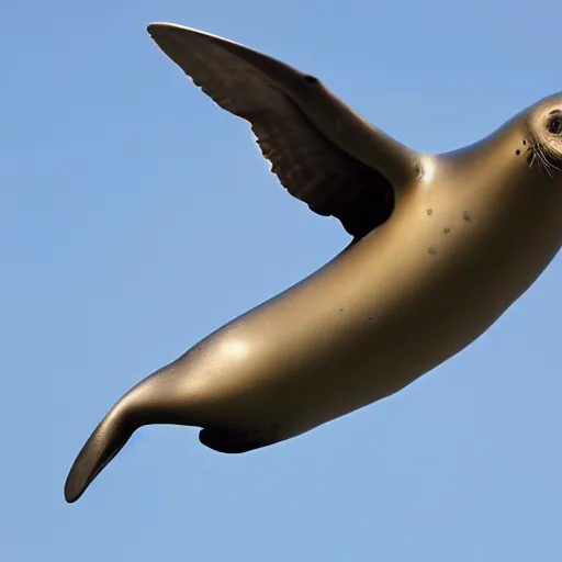 Image similar to a seal on a hand glider, 4 k, highly detailed