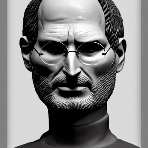 Image similar to Steve Jobs sculpture, roman, Greek, marble