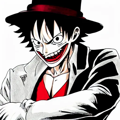 Prompt: Luffy as The Joker
