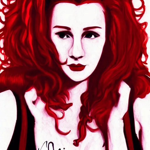 Image similar to heather chandler, heathers ( 1 9 8 9 ), deviantart, digital art, red hair, mean, beautiful, dangerous, vintage