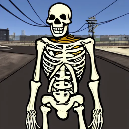 Prompt: Skeleton in GTA style,