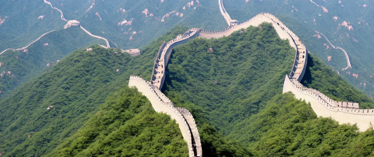 Image similar to the great wall of china holding the ocean, aerial view