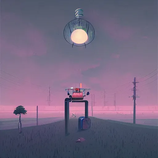 Prompt: the upside down world by simon stalenhag