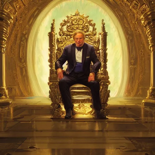 Prompt: A portrait of a king sitting on his throne, digital painting, artstation, concept art, donato giancola, Joseph Christian Leyendecker, WLOP, Boris Vallejo, Breathtaking, 8k resolution, extremely detailed, beautiful, establishing shot, artistic, hyperrealistic, beautiful face, octane render, cinematic lighting, dramatic lighting, masterpiece