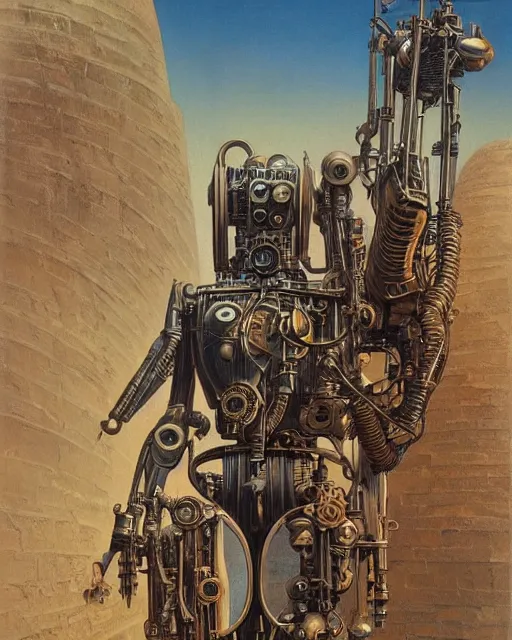 Image similar to steampunk cyborg by ralph mcquarrie and frank lloyd frank lloyd and bruce pennington and ted nasmith