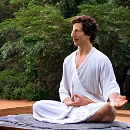 Image similar to andy samberg as an ascetic monk meditating