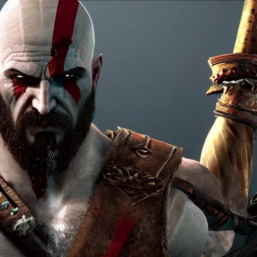 Image similar to kratos the god of war in the witcher 3 universe