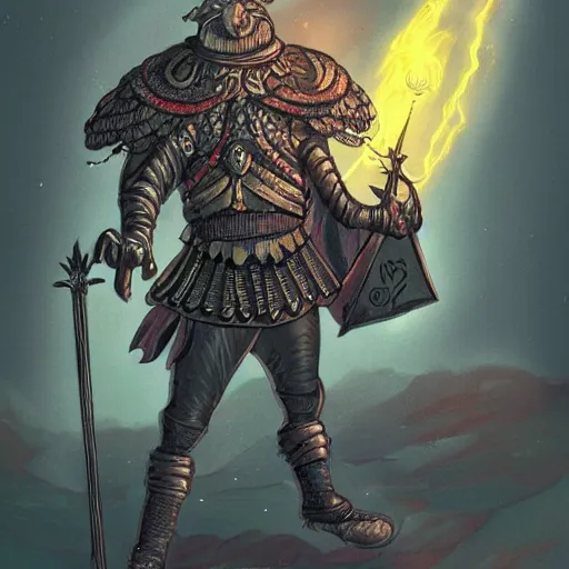 Image similar to tarot card, full body, rooster wearing medieval suit of armor, dark fantasy comic book, art style by kevin siembieda, artstation!