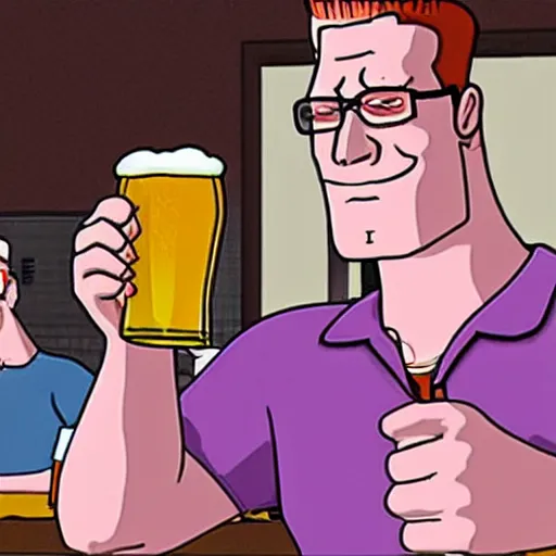 Prompt: Hank Hill Drinking beer