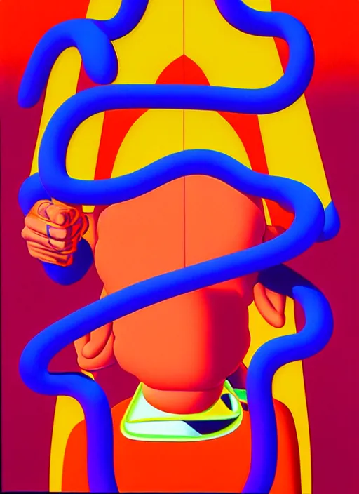 Image similar to devil by shusei nagaoka, kaws, david rudnick, airbrush on canvas, pastell colours, cell shaded, 8 k