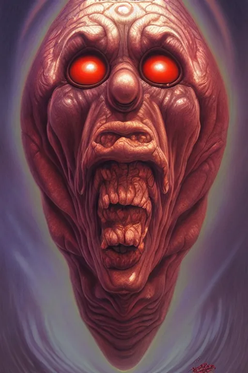 Image similar to anthropomorphic spiral head in death bluesteel mr bean giant red nose, intricate, elegant, highly detailed face, wide angle, digital painting, artstation, concept art, sharp focus, illustration, art by artgerm, bob eggleton, stephen hickman, richard corben, wayne barlowe, greg rutkowski, alphonse mucha, 8 k