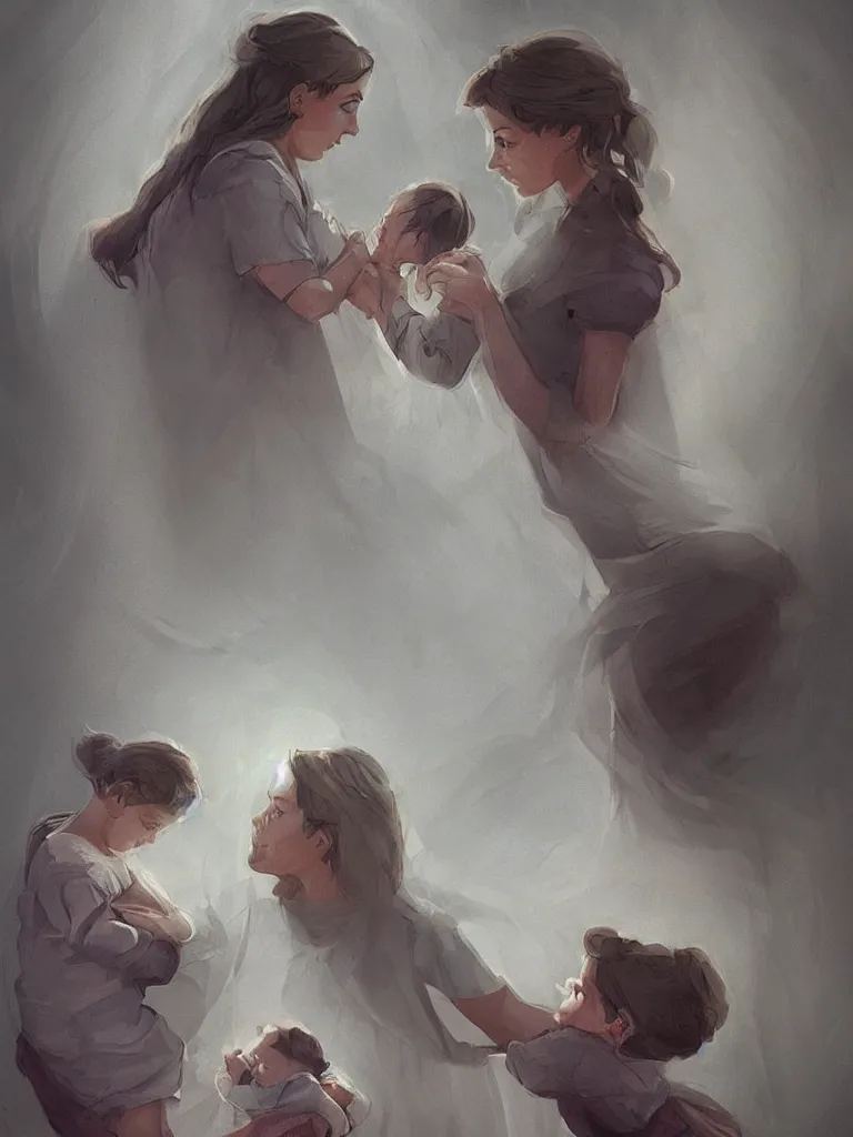 Image similar to a mother's love, by disney concept artists, blunt borders, rule of thirds, beautiful light