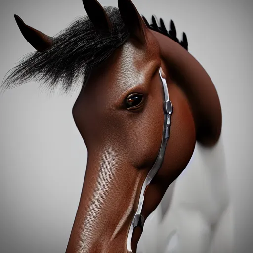 Image similar to a portrait of a horse head, humanoid, octane render, 4k, detailed, unreal engine 5,