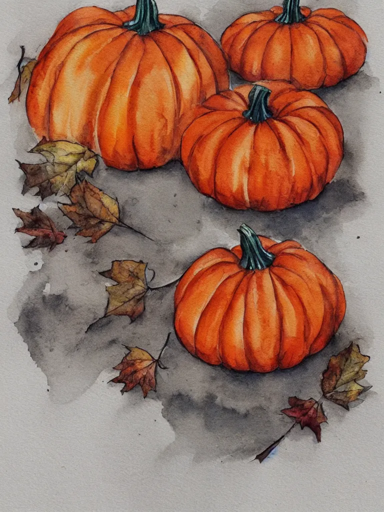 Image similar to autumn pumpkin watercolor by arti chauhan trending on artstation