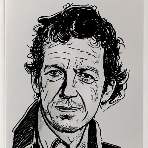 Image similar to ben mendelsohn, drawing by hugo pratt