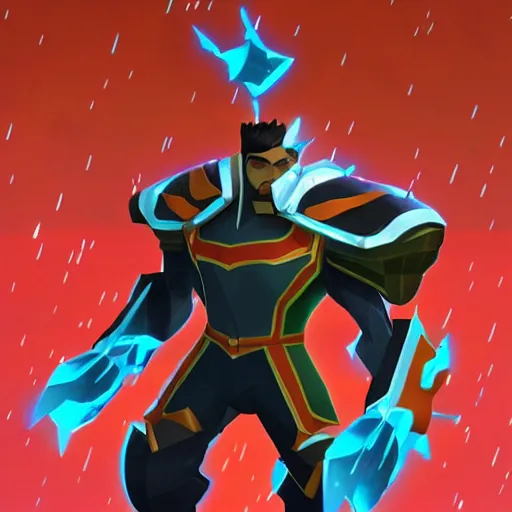 Image similar to Darius from league of legends as a risk of rain 2 character