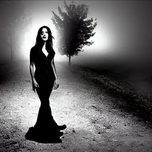 Prompt: !dream Brittany Murphy spirit in the dark fog, dark eerie pic, photo taken by ghost adventures