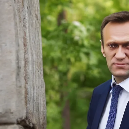 Image similar to professional photo of a person looking like alexey navalny who is the president of russia