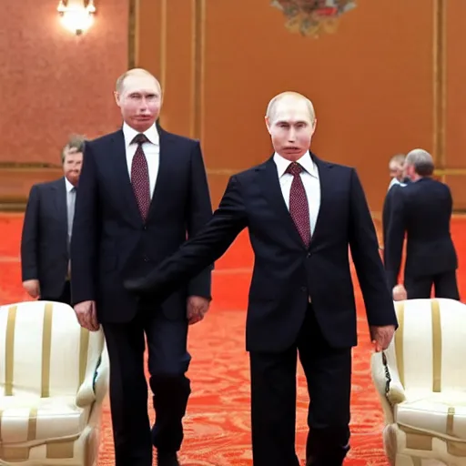 Image similar to putin teams up with a mysterious teenage putin