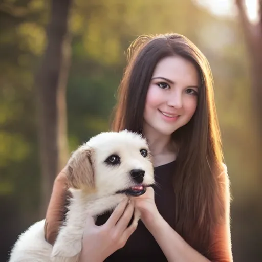 Image similar to young woman, looking like a cute dog