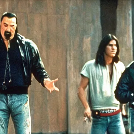 Prompt: steven seagal appearing in the smells like teen spirit music video for nirvana