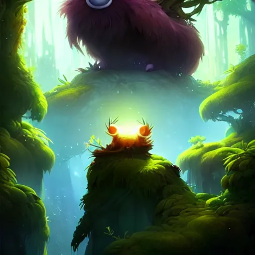 Image similar to Portrait of Ori and the blind forest, highly detailed, digital painting, artstation, concept art, sharp focus, illustration, art by greg rutkowski and alphonse mucha