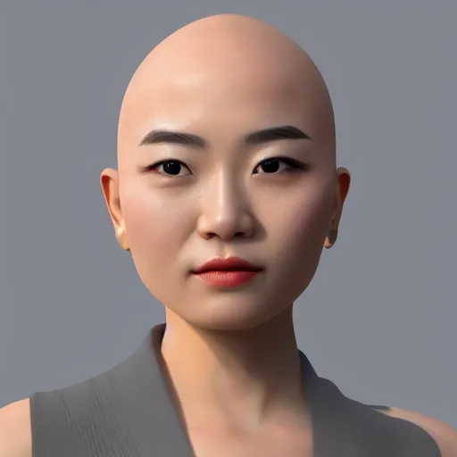 Image similar to portrait bald korean goddess neutral expression face straight on headshot even lighting no hair texture character creator 4