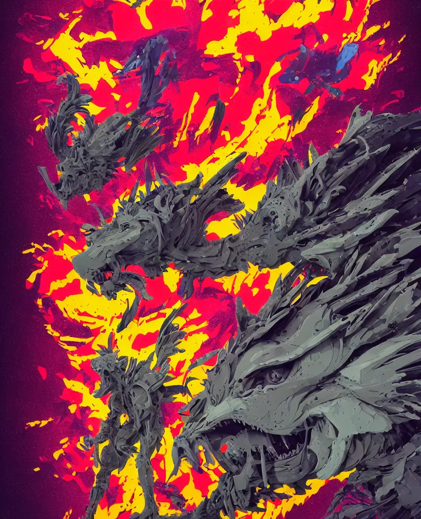 Prompt: a fierce hostile 3 d render of hellhound, pixiv fanbox, dramatic lighting, giant gladiola, maximalist pastel color palette, splatter paint, pixar and disney exploded - view drawing, graphic novel by fiona staples and dustin nguyen, peter elson, alan bean, wangechi mutu, clean cel shaded vector art, trending on artstation