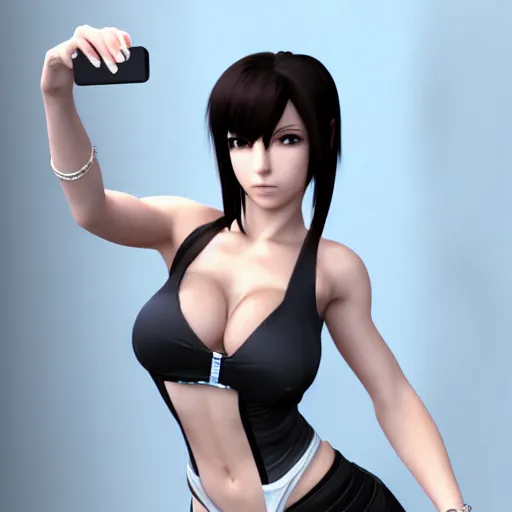 Prompt: Tifa Lockhart posing for selfie, 4k render