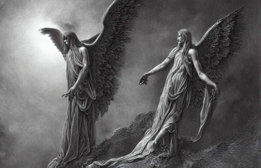 Prompt: angel of death, illustration by Gustave Dore, high resolution, 4K