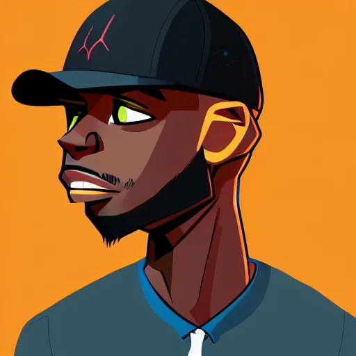 Image similar to 2 d character design, male rapper, vector art, digital art, portrait, 4 k, 8 k, sharp focus, smooth, illustration, concept art, music artist