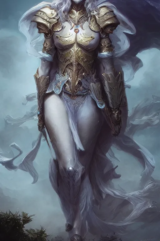 Image similar to zodiac knight, beautiful face, ethereal, gorgeous, volumetric lighting, elegant, fluid, highly detailed, digital painting, concept art, highly detailed, smooth, illustration, limited color palette, atmosphere and tension, art by greg olsen and liz lemon swindle