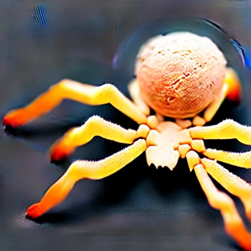 Image similar to a spider made of ice - cream