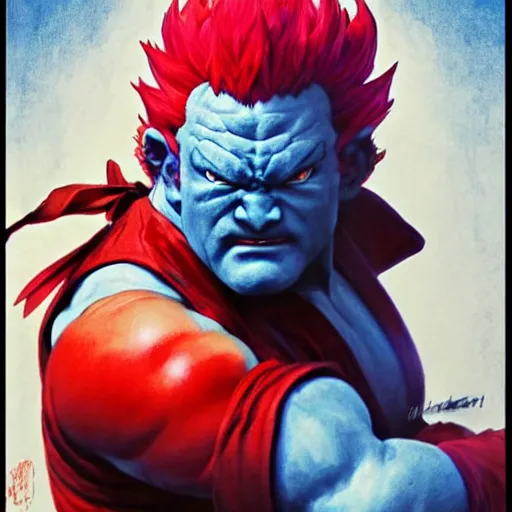 Image similar to david koechner as akuma street fighter, high kick, 4 k, ultra realistic, detailed focused art by artgerm and greg rutkowski and alphonse mucha