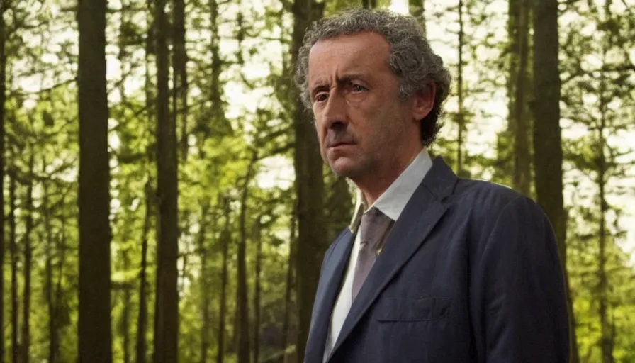 Image similar to hyper-realistic and anamorphic 2010s movie still of le juge françois renaud, by Paolo Sorrentino, Leica SL2 30mm, beautiful color, high quality, high textured, lens flare