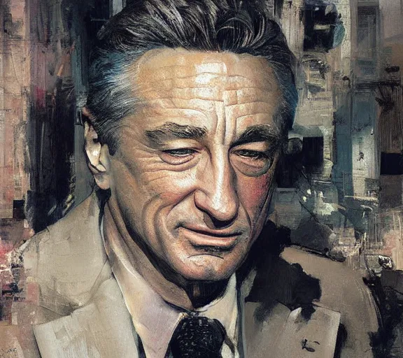 Image similar to a hyper-detailed painting of Robert DeNiro by Craig Mullins