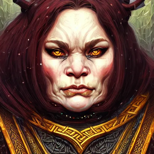 Image similar to portrait painting of a dwarven berserker woman, sharp focus, award - winning, trending on artstation, masterpiece, highly detailed, intricate. art by rebecca guay