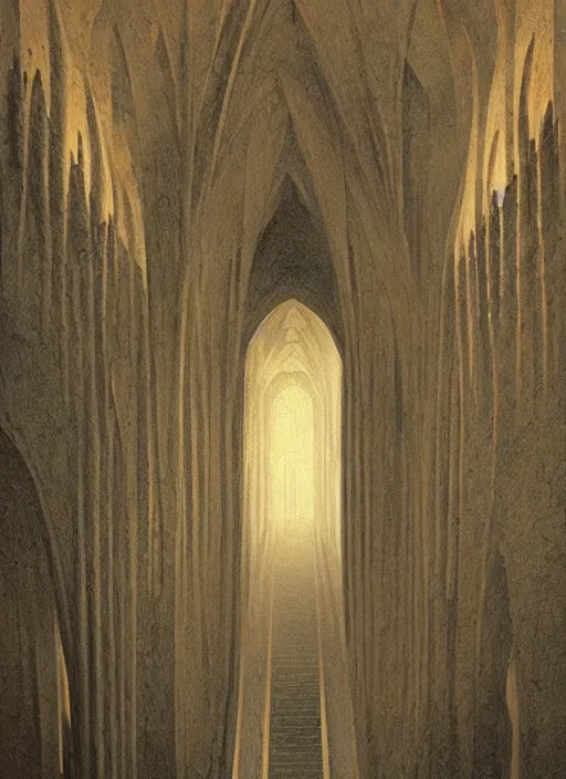 Prompt: crumbled paper bag paper cathedral inside paper bag crumbled Edward Hopper and James Gilleard, Zdzislaw Beksinski, highly detailed