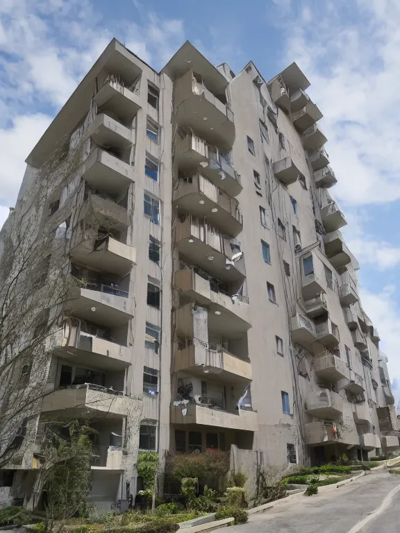 Prompt: panel apartment house, photo, extreme wide shot