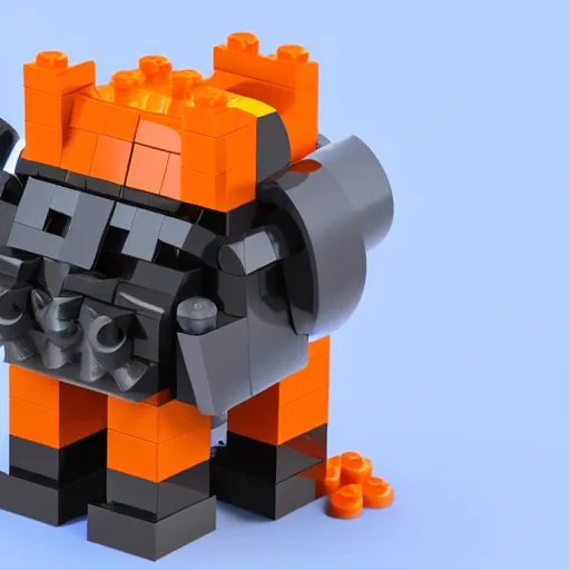 Prompt: 3 d render of a lego mini build of a smiling orange scratch cat from scratch. mit. edu