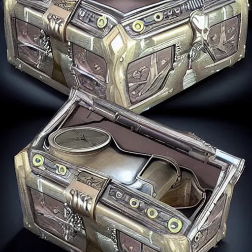 Image similar to futuristic treasure chest in a form of a car