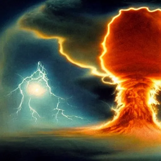 Image similar to the god of hybrid of tornado and nuclear explosion