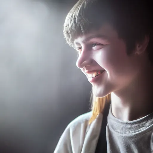 Prompt: masterpiece portrait portrait portrait portrait photo of a photogenic cinegenic russian ukrainian teenager facing camera, happy smile, dark room, chaotic teenage bedroom, bokeh, photojournalism, emotional picture, high fidelity face, volumetric lighting, sunny day, heat haze, perfect framing, smoke, dramatic lighting, dust particles, Adobe, interior shot, f2, anamorphic lens, great photographers, best photos of all times, 2004, fujifilm, Nikon, Canon, tears, Hasselblad, VOIGTLÄNDER lens, Visa pour l'image, by Annie Leibovitz, by Steve McCurry