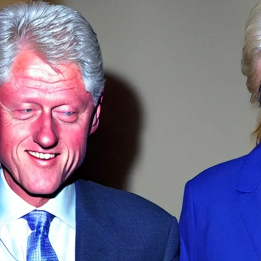 Prompt: bill clinton wearing a a blue dress