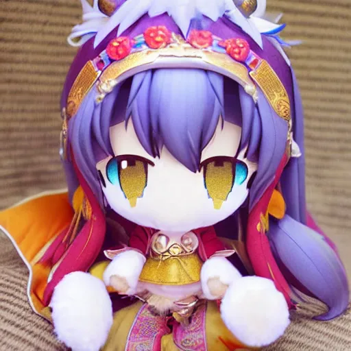 Image similar to cute fumo plush of a sun goddess, holy deity